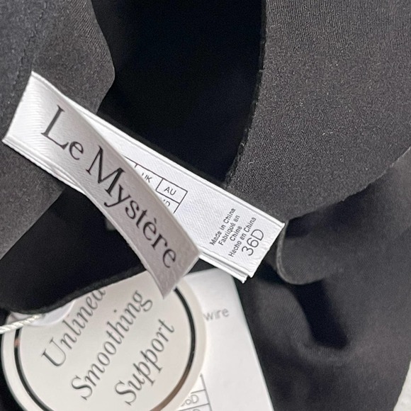 Le Mystere Smooth Shape Unlined Underwire Bra Black Women's Size 36D NWT - Picture 10 of 10